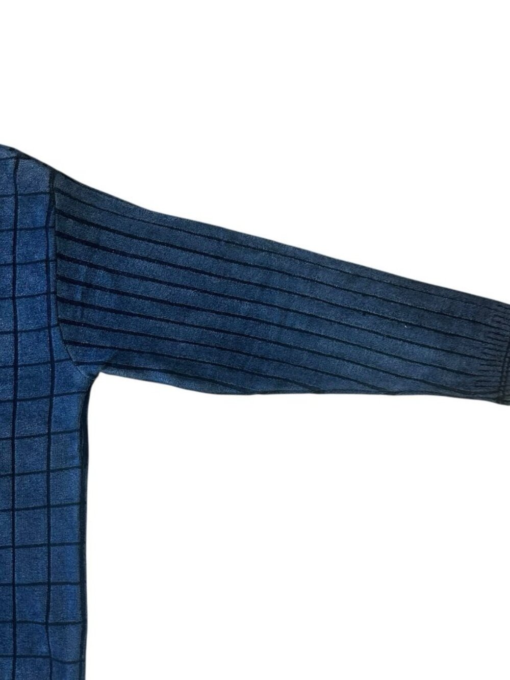 Peach By Z.C. International Men’s Blue V Neck Grid Pattern Sweater Sz‎ 42 - Picture 7 of 11